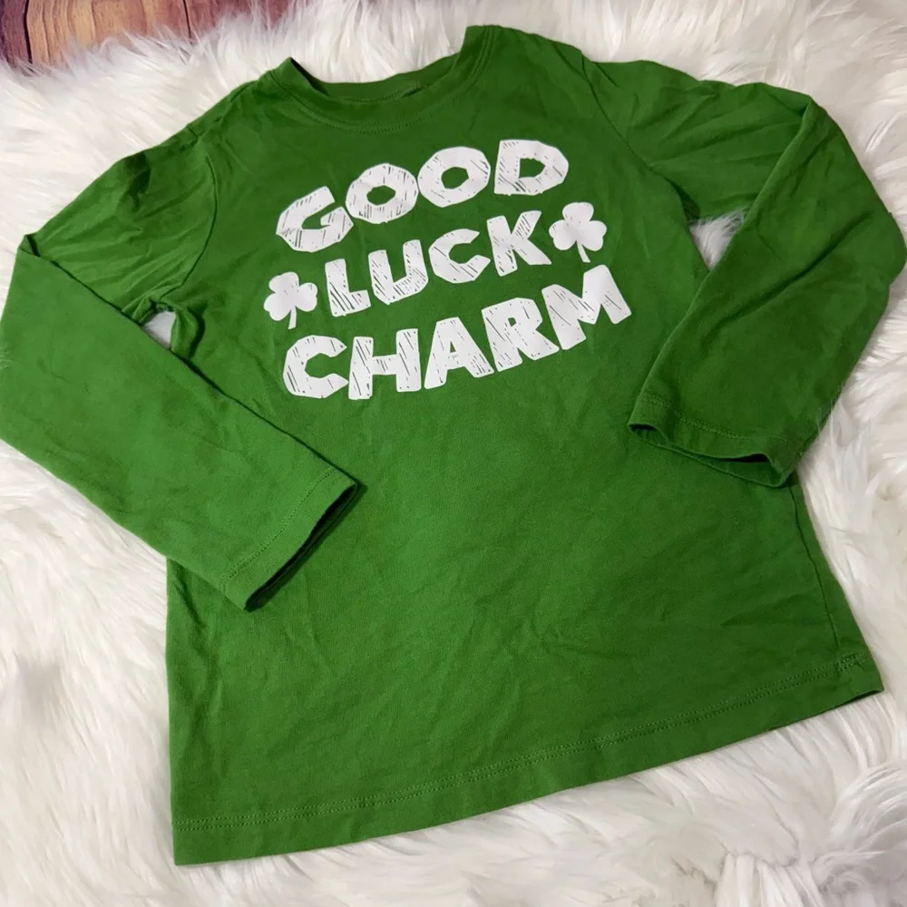 Carter's Youth Boy Size 6 Green 'Good Luck Charm' Long Sleeve Shirt